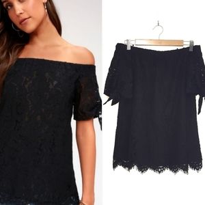 Lulu's Black Lace Off the Shoulder Top